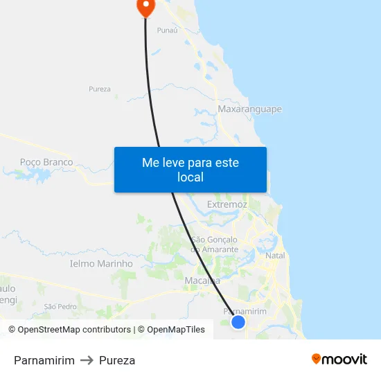 Parnamirim to Pureza map