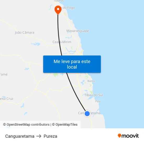 Canguaretama to Pureza map