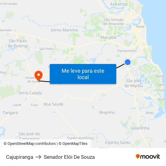 Cajupiranga to Senador Elói De Souza map