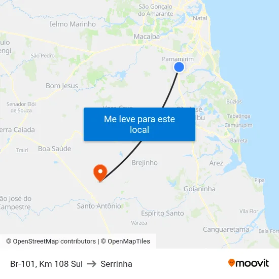 Br-101, Km 108 Sul to Serrinha map