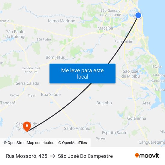 Rua Mossoró, 425 to São José Do Campestre map