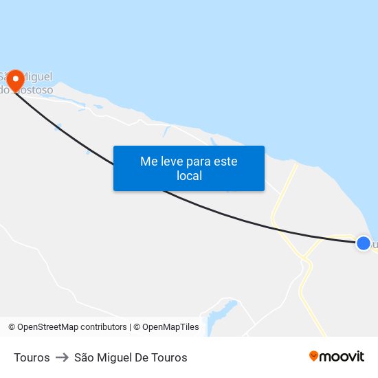 Touros to São Miguel De Touros map