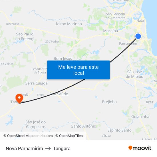 Nova Parnamirim to Tangará map