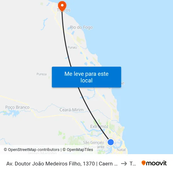 Av. Doutor João Medeiros Filho, 1370 | Caern - Núcleo De Atendimento Zona Norte to Touros map