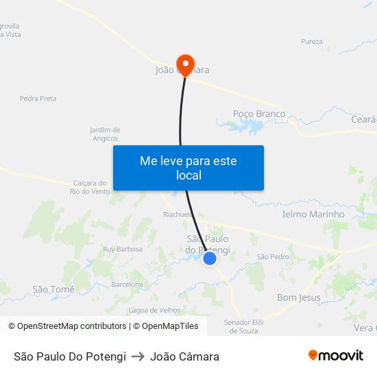 São Paulo Do Potengi to João Câmara map