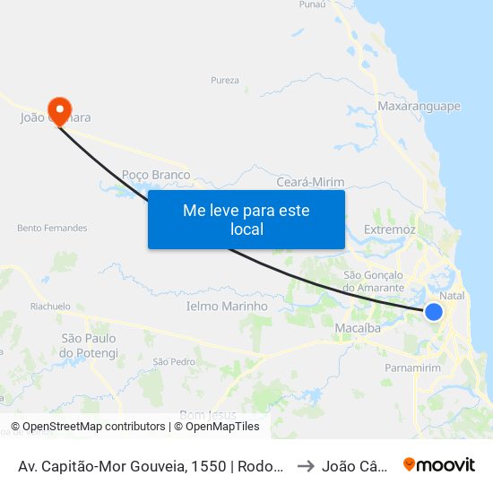Av. Capitão-Mor Gouveia, 1550 | Rodoviária Nova to João Câmara map