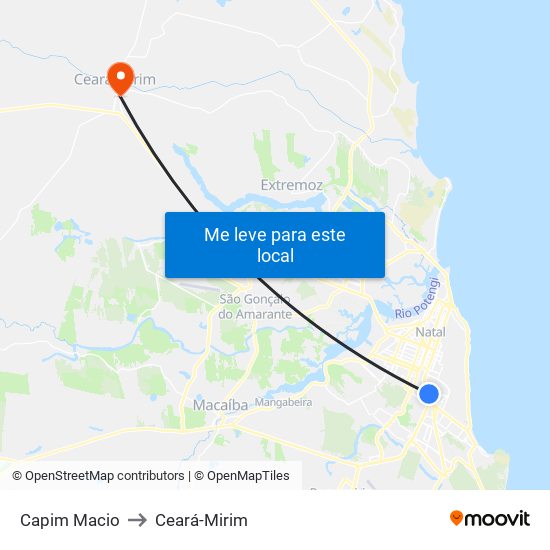 Capim Macio to Ceará-Mirim map