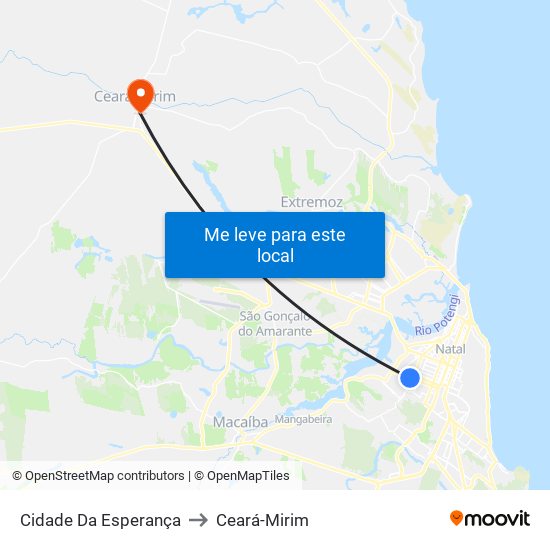 Cidade Da Esperança to Ceará-Mirim map