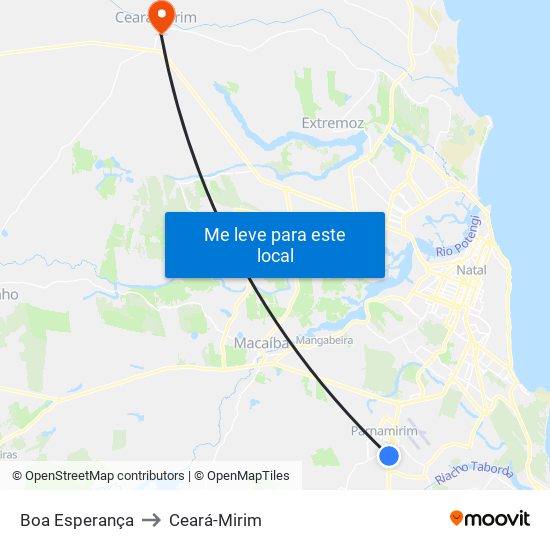 Boa Esperança to Ceará-Mirim map