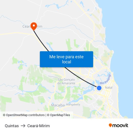 Quintas to Ceará-Mirim map