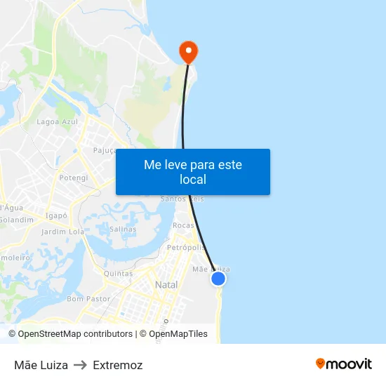 Mãe Luiza to Extremoz map