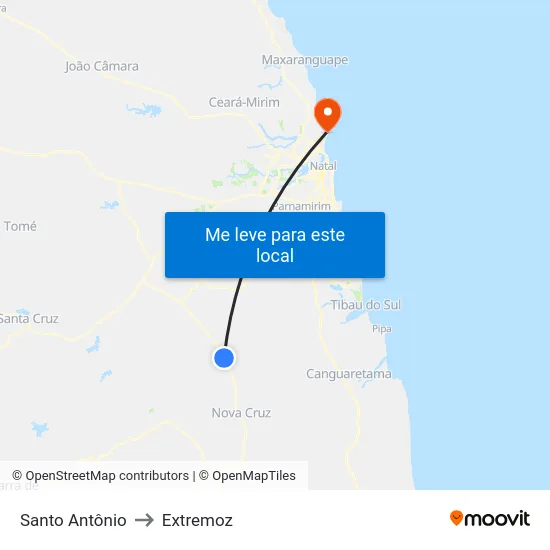 Santo Antônio to Extremoz map