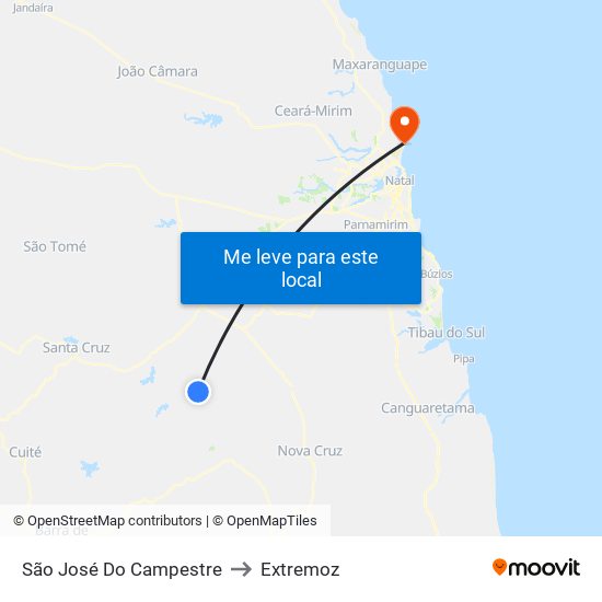 São José Do Campestre to Extremoz map