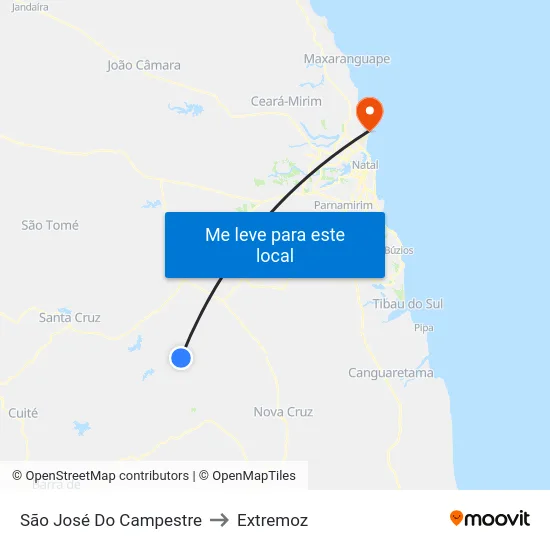 São José Do Campestre to Extremoz map