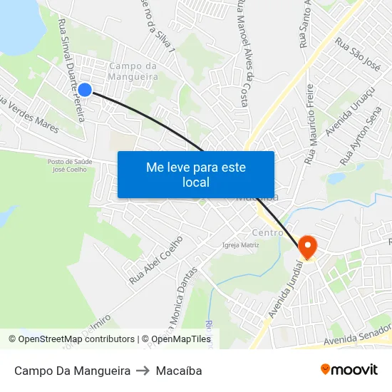 Campo Da Mangueira to Macaíba map