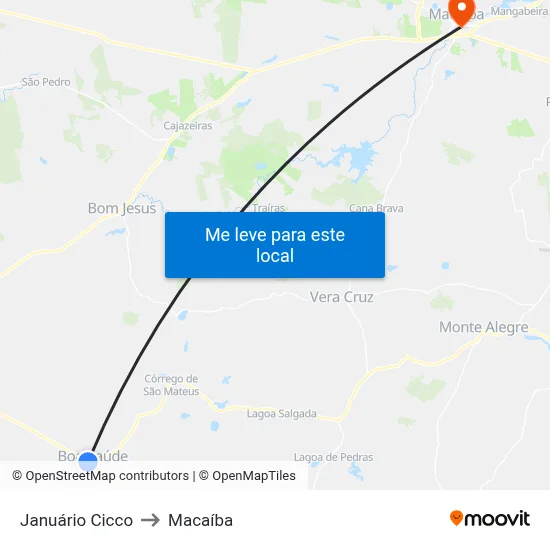 Januário Cicco to Macaíba map