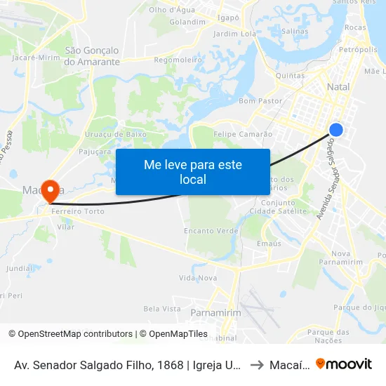 Av. Senador Salgado Filho, 1868 | Igreja Universal to Macaíba map