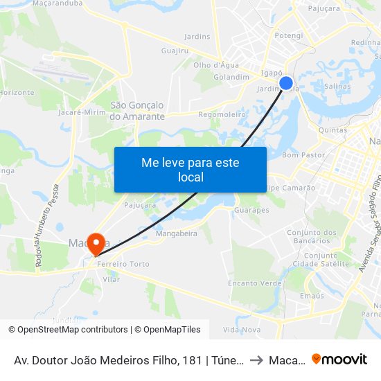 Av. Doutor João Medeiros Filho, 181 | Túnel De Igapó to Macaíba map