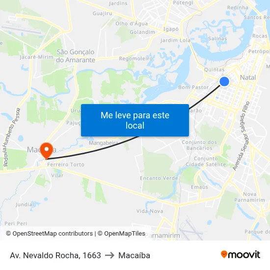 Av. Nevaldo Rocha, 1663 to Macaíba map