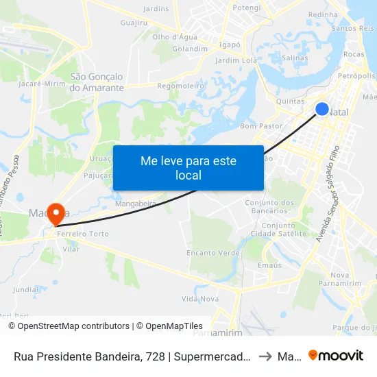 Rua Presidente Bandeira, 728 | Supermercado Nordestão Alecrim - Intermunicipal to Macaíba map
