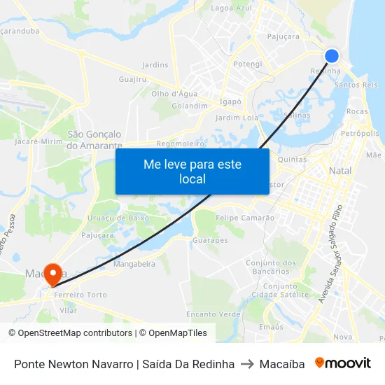 Ponte Newton Navarro | Saída Da Redinha to Macaíba map
