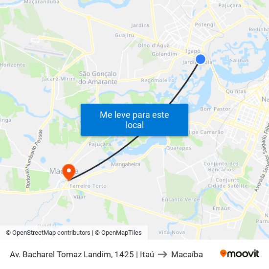 Av. Bacharel Tomaz Landim, 1425 | Itaú to Macaíba map