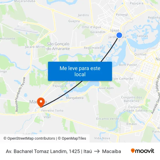 Av. Bacharel Tomaz Landim, 1425 | Itaú to Macaíba map