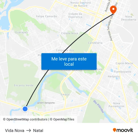 Vida Nova to Natal map