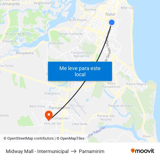 Midway Mall - Intermunicipal to Parnamirim map