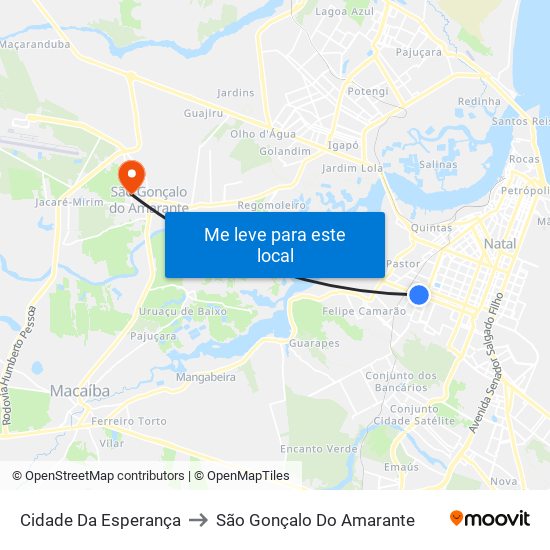 Cidade Da Esperança to São Gonçalo Do Amarante map