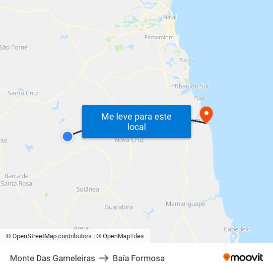 Monte Das Gameleiras to Baía Formosa map