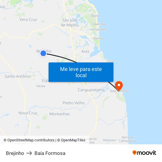 Brejinho to Baía Formosa map