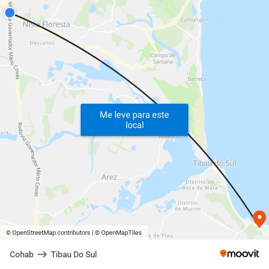 Cohab to Tibau Do Sul map