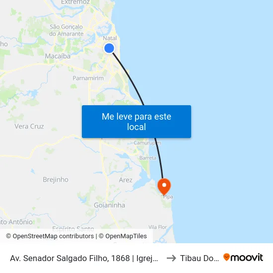 Av. Senador Salgado Filho, 1868 | Igreja Universal to Tibau Do Sul map