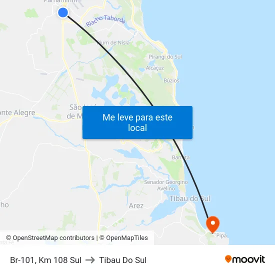 Br-101, Km 108 Sul to Tibau Do Sul map