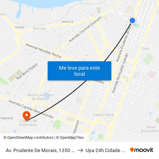 Av. Prudente De Morais, 1350 | Hospital Da Polícia to Upa 24h Cidade Da Esperança map