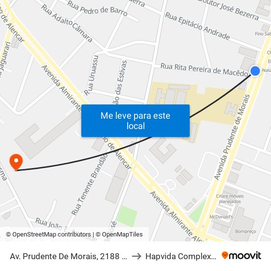 Av. Prudente De Morais, 2188 | Magazine Luíza to Hapvida Complexo - Alecrim map