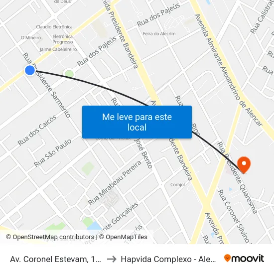 Av. Coronel Estevam, 1551 to Hapvida Complexo - Alecrim map