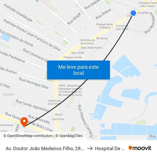 Av. Doutor João Medeiros Filho, 2839 | Comjol to Hospital De Olhos map