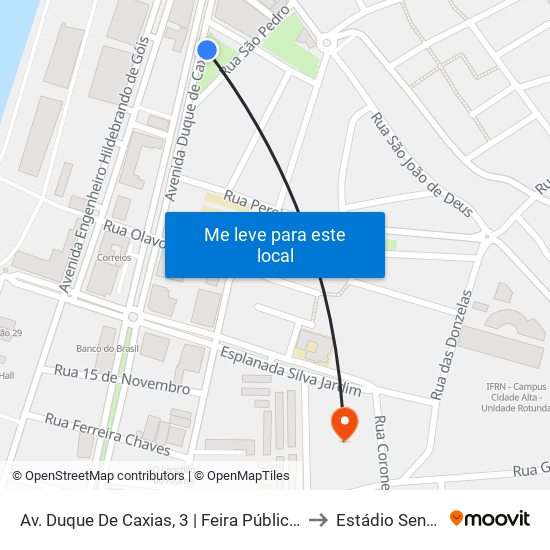 Av. Duque De Caxias, 3 | Feira Pública Das Rocas / Mercado Municipal Das Rocas to Estádio Senador João Câmara map