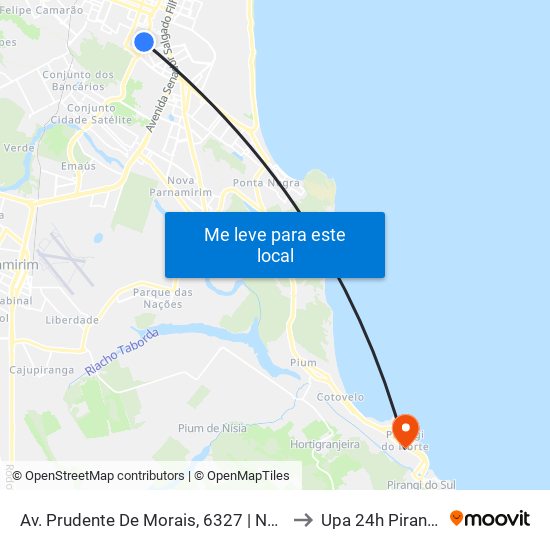 Av. Prudente De Morais, 6327 | Natal Pet Center to Upa 24h Pirangi Praia map