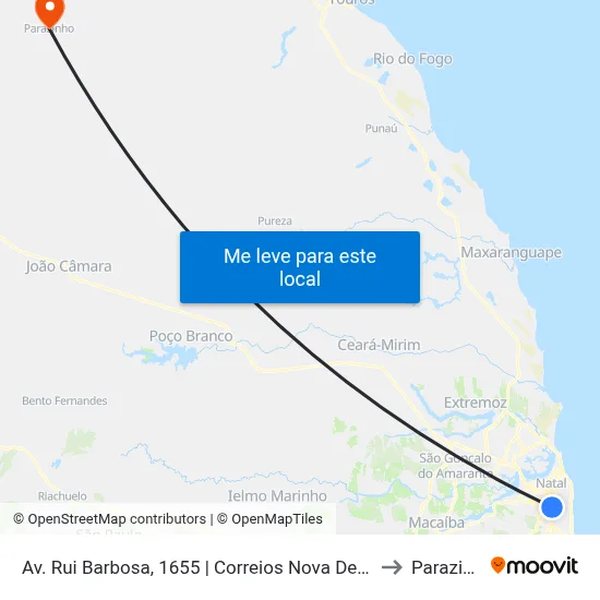 Av. Rui Barbosa, 1655 | Correios Nova Descoberta to Parazinho map