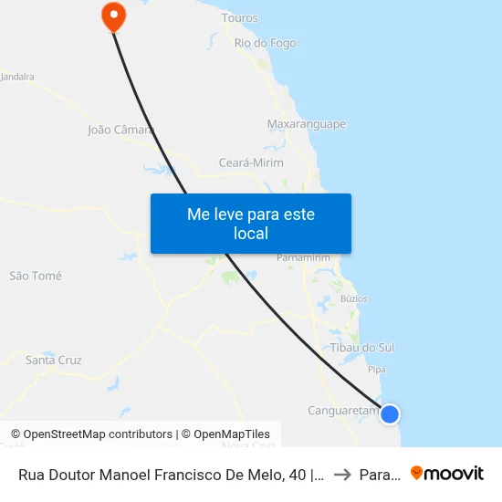 Rua Doutor Manoel Francisco De Melo, 40 | Terminal De Baía Formosa to Parazinho map