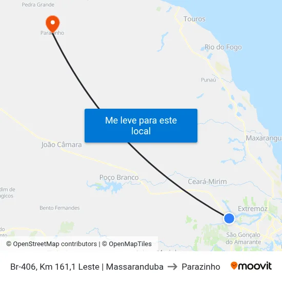 Br-406, Km 161,1 Leste | Massaranduba to Parazinho map