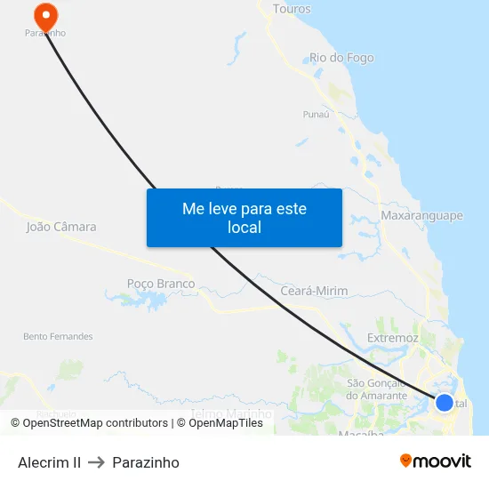 Alecrim II to Parazinho map