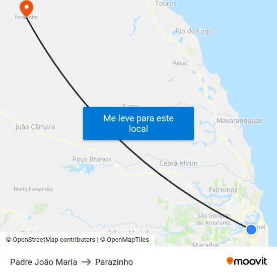 Padre João Maria to Parazinho map