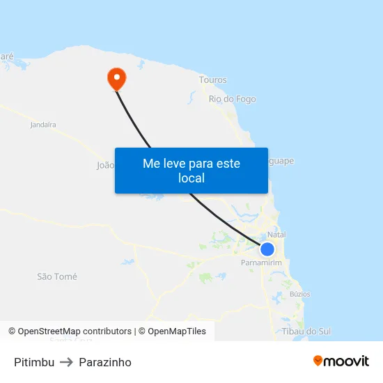 Pitimbu to Parazinho map