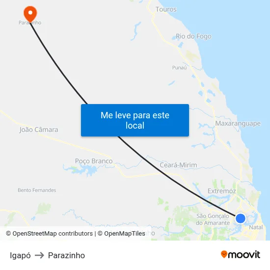 Igapó to Parazinho map