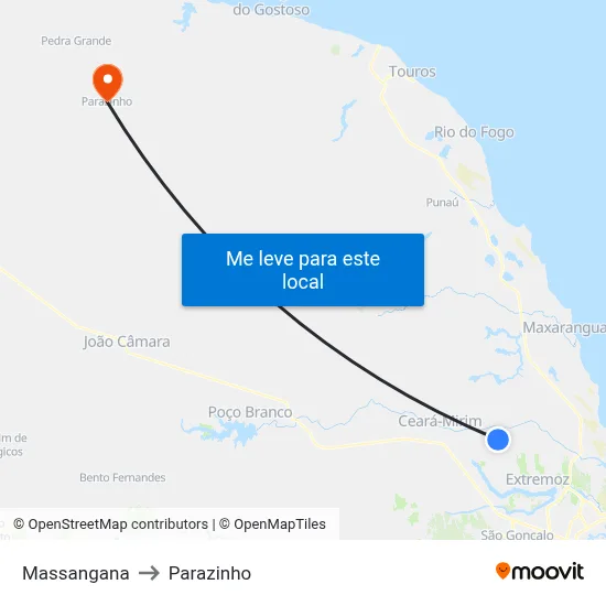 Massangana to Parazinho map