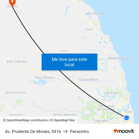 Av. Prudente De Morais, 5416 to Parazinho map